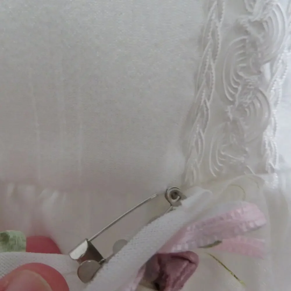 Kids Sz 3 White Baptism Christening Dress Embroidered Bows Flowers Puffy Sleeves